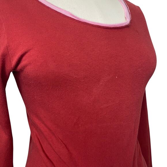 Vintage Y2K Peace on Earth Red and Pink Longsleeve Top - Picture 6 of 8